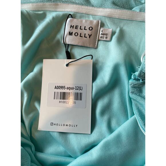 Hello Molly Vlogger Mini Dress Aqua One Shoulder Ruched NWT Sz 8 Body Con Flirty - Picture 8 of 12